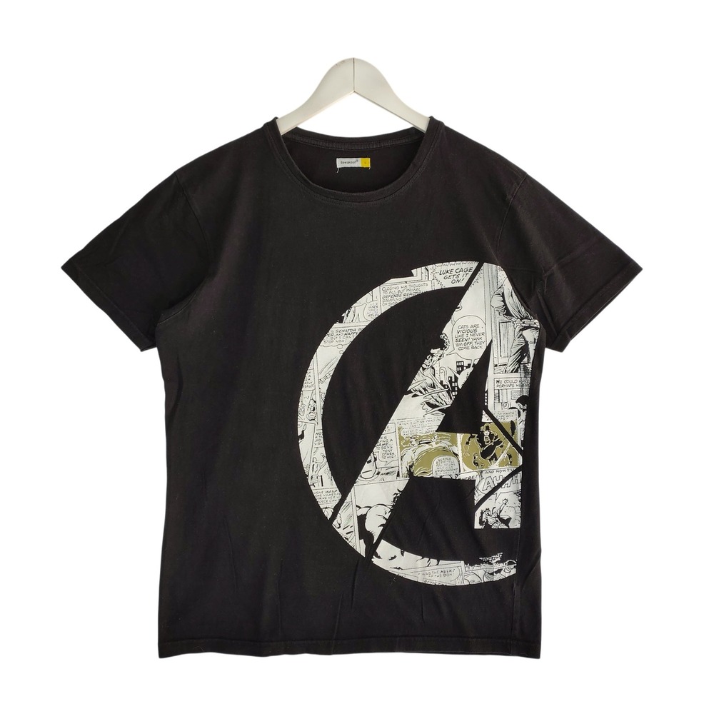 Bewakoof Mens Marvel Avengers Comic Graphic T-Shirt Black Large Cotton Tee